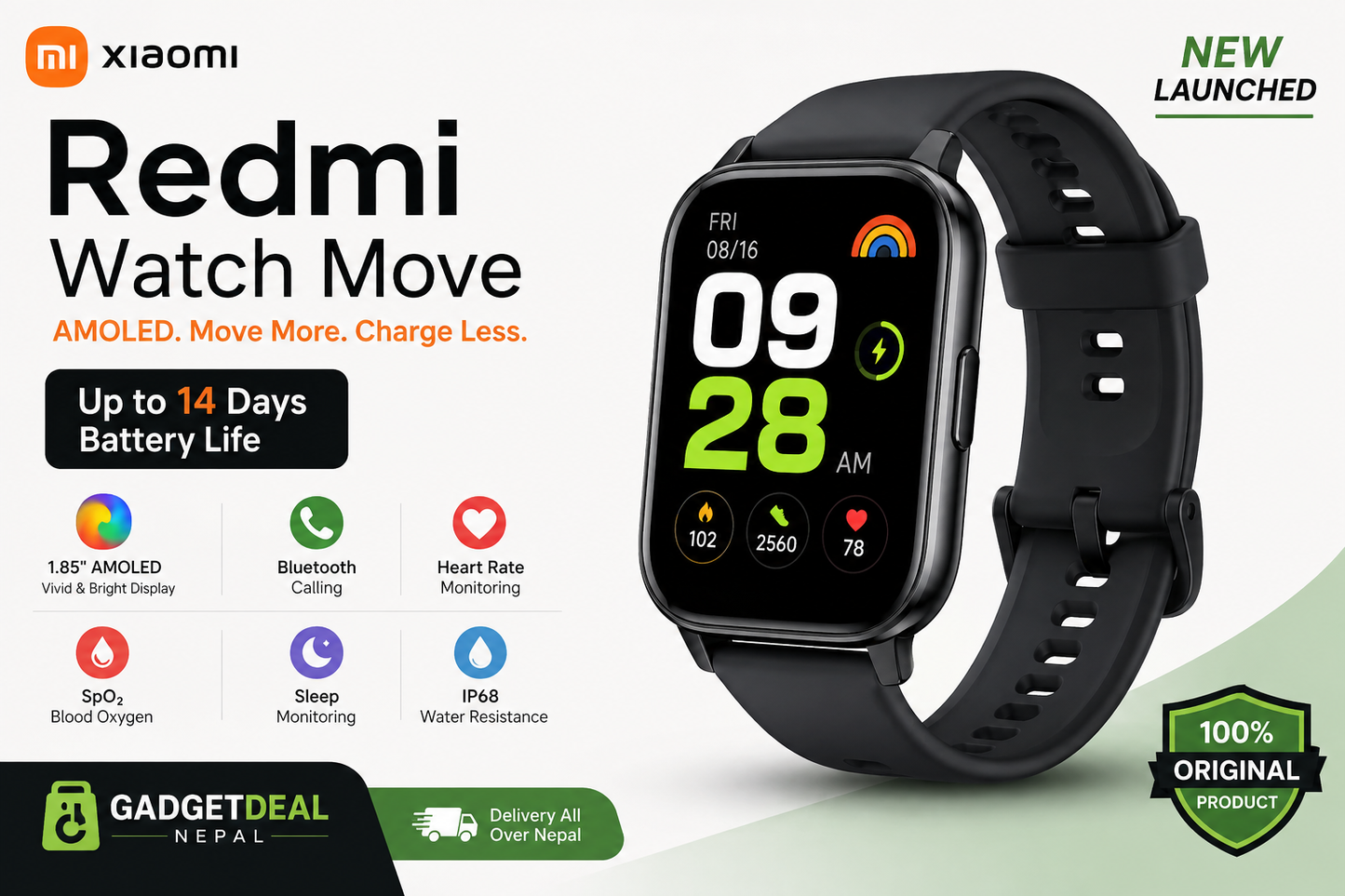 Redmi Watch Move with AMOLED Display & 14 Days Battery Life | Price in Nepal