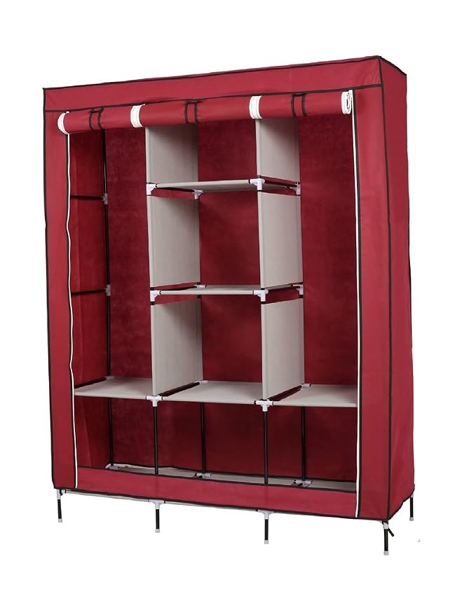 88130 Portable Foldable Wardrobe | 6+2 Shelf Cloth Wardrobe Organizer for Bedroom, Hostel & Home in Nepal