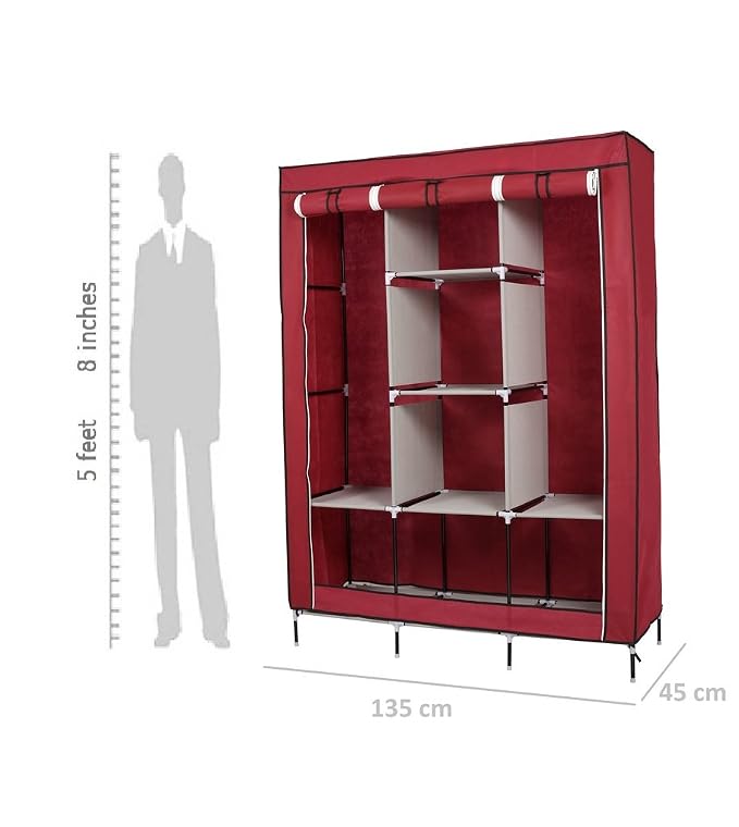 88130 Portable Foldable Wardrobe | 6+2 Shelf Cloth Wardrobe Organizer for Bedroom, Hostel & Home in Nepal
