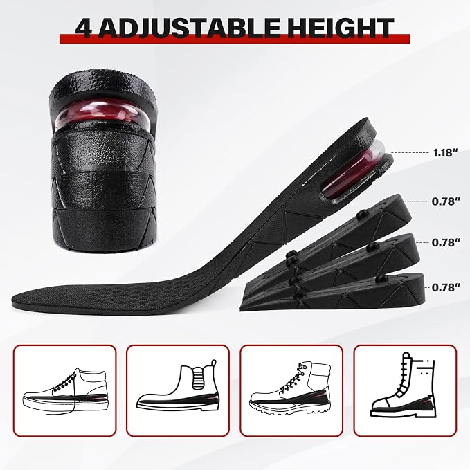GadgetDeal HeightBoost™ – 4-Layer Height Increase Insoles Up to 8.5cm