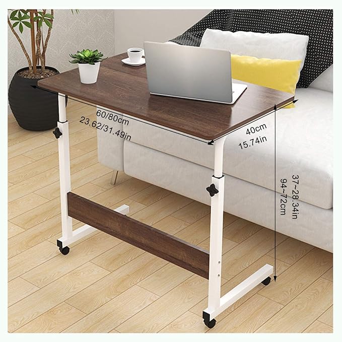 Adjustable Overbed Table with Wheels 60×40cm | Laptop Desk Nepal