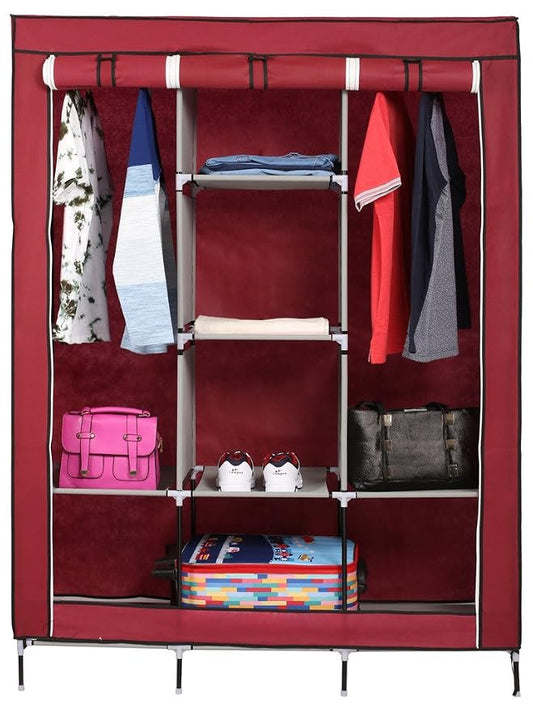 88130 Portable Foldable Wardrobe | 6+2 Shelf Cloth Wardrobe Organizer for Bedroom, Hostel & Home in Nepal