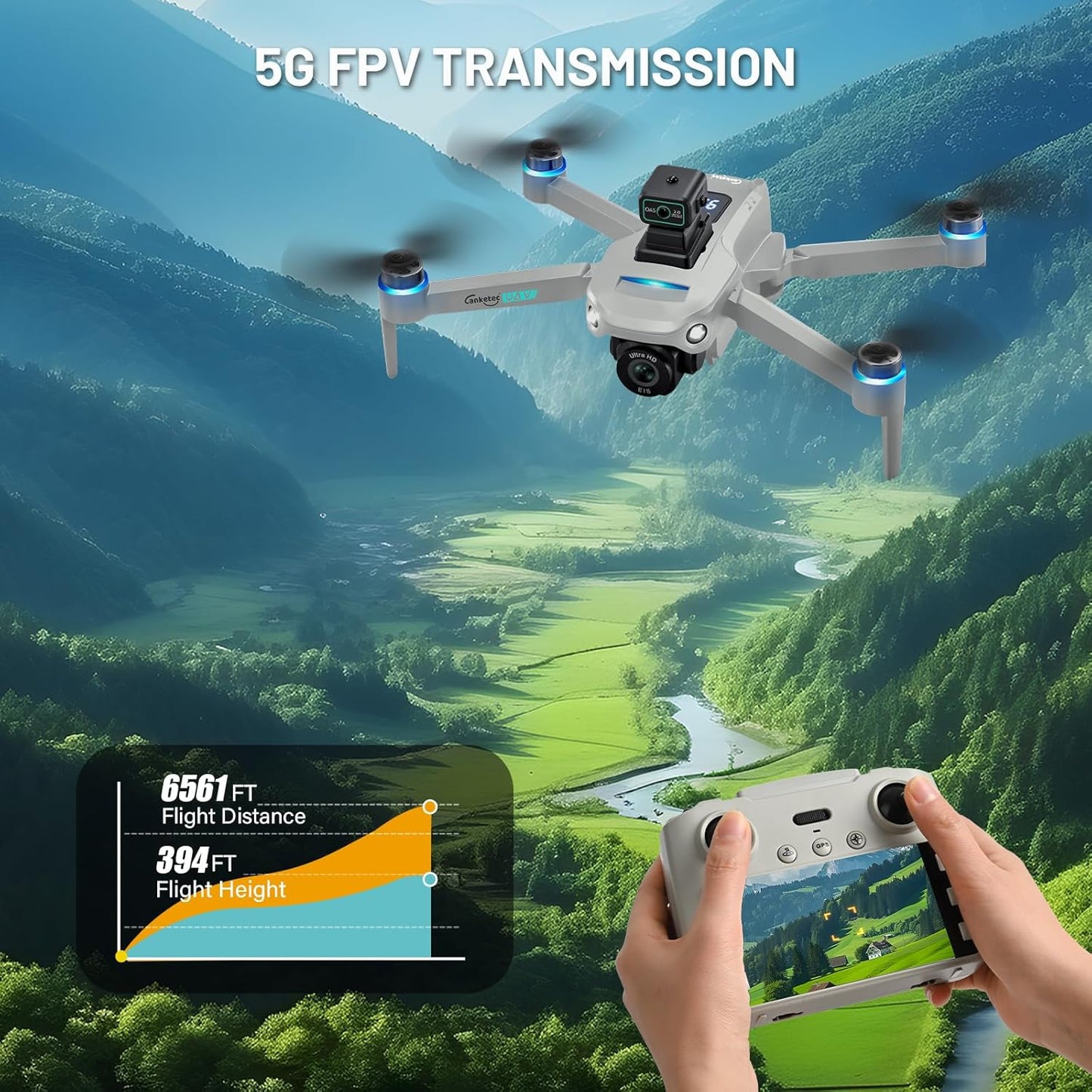 K5 GPS Drone with 4K Camera & LCD Screen Controller in Nepal