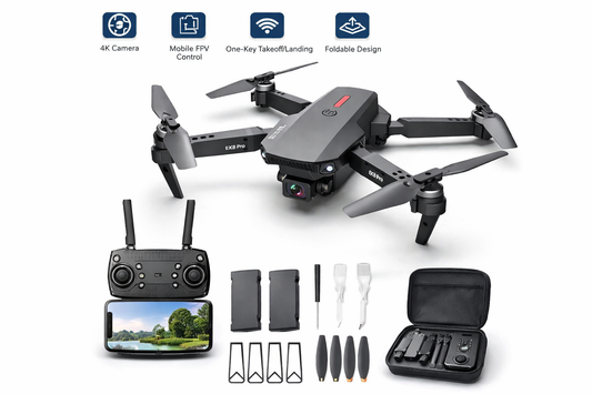 E88 Pro 4K HD Foldable Drone Camera – Live FPV | One-Key Takeoff | GadgetDeal