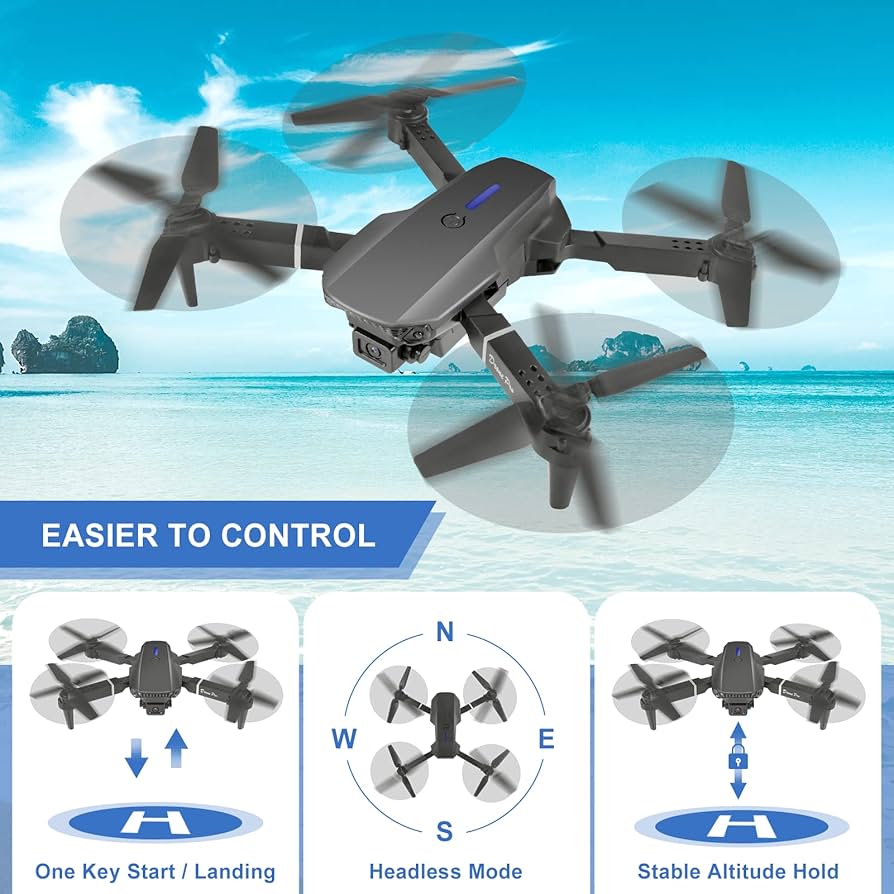 E88 Pro 4K HD Foldable Drone Camera – Live FPV | One-Key Takeoff | GadgetDeal