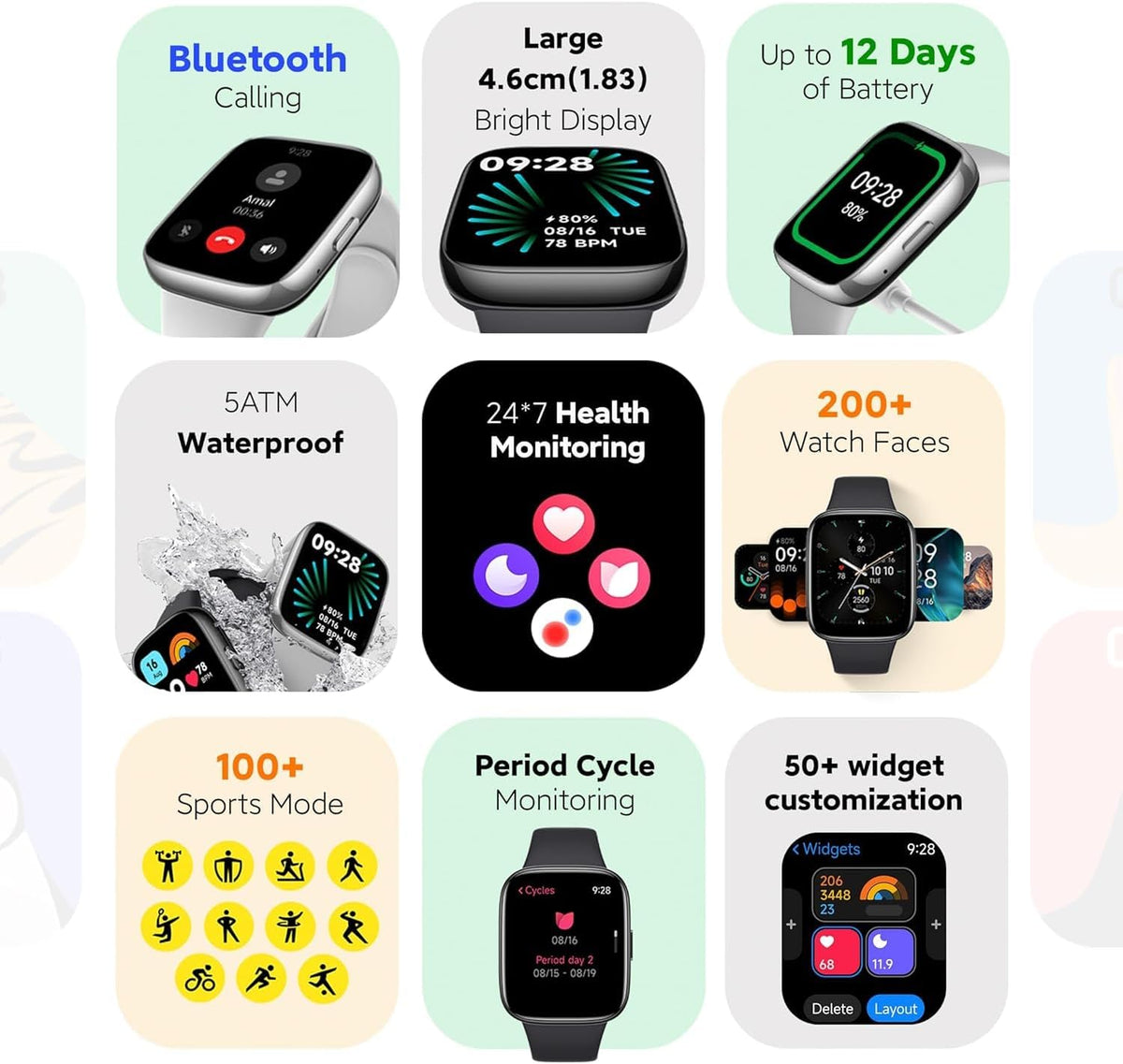 Redmi Watch 3 Active Smartwatch – 1.83" LCD Display & Bluetooth Calling