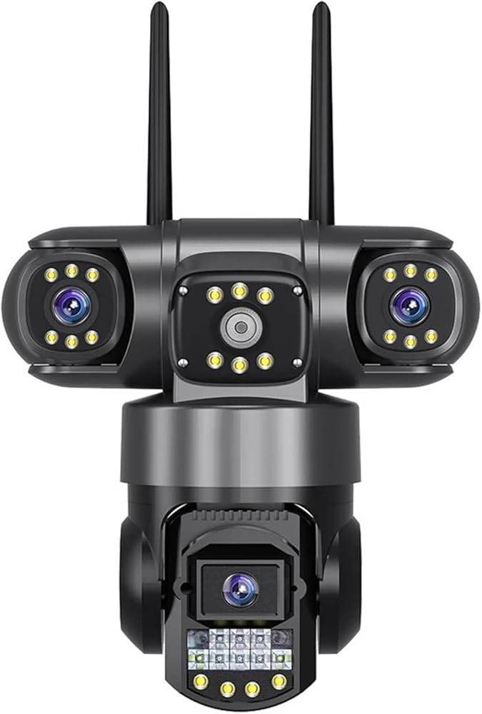 V380 WiFi PTZ Security Camera – Triple Lens, 3-Screen View