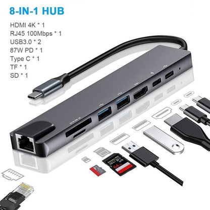 8-in-1 Type-C to USB-C 4K HDMI Multiport Hub
