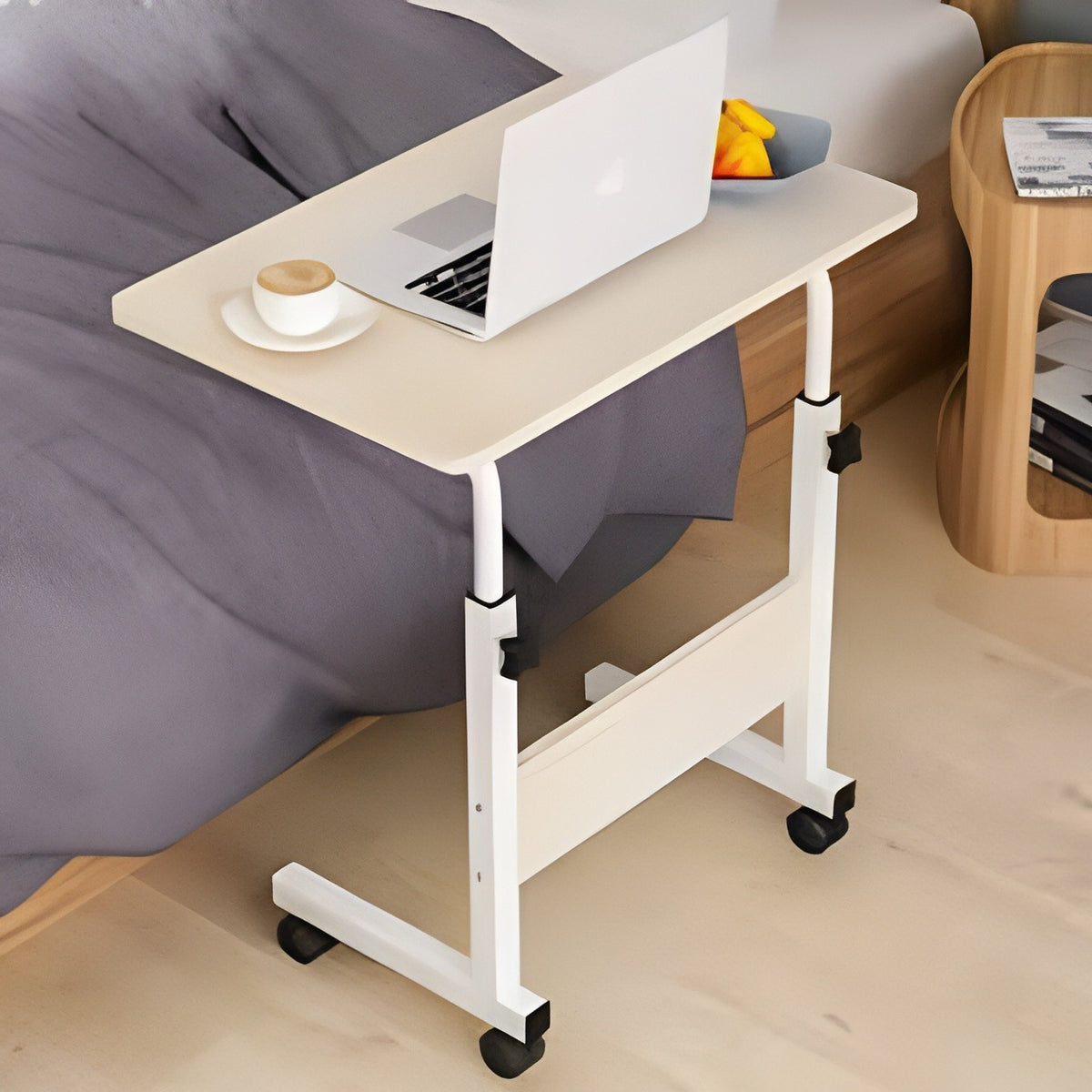 Adjustable Overbed Table with Wheels 60×40cm | Laptop Desk Nepal