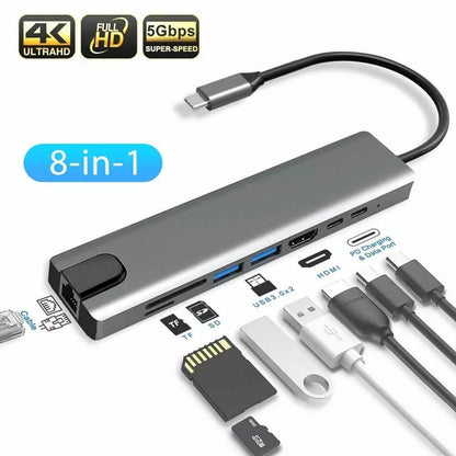 8-in-1 Type-C to USB-C 4K HDMI Multiport Hub