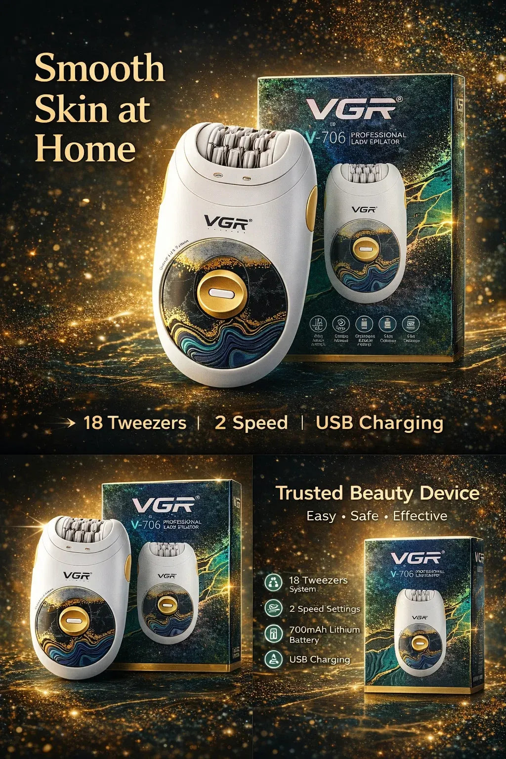 VGR V-706 Cordless Epilator for Women