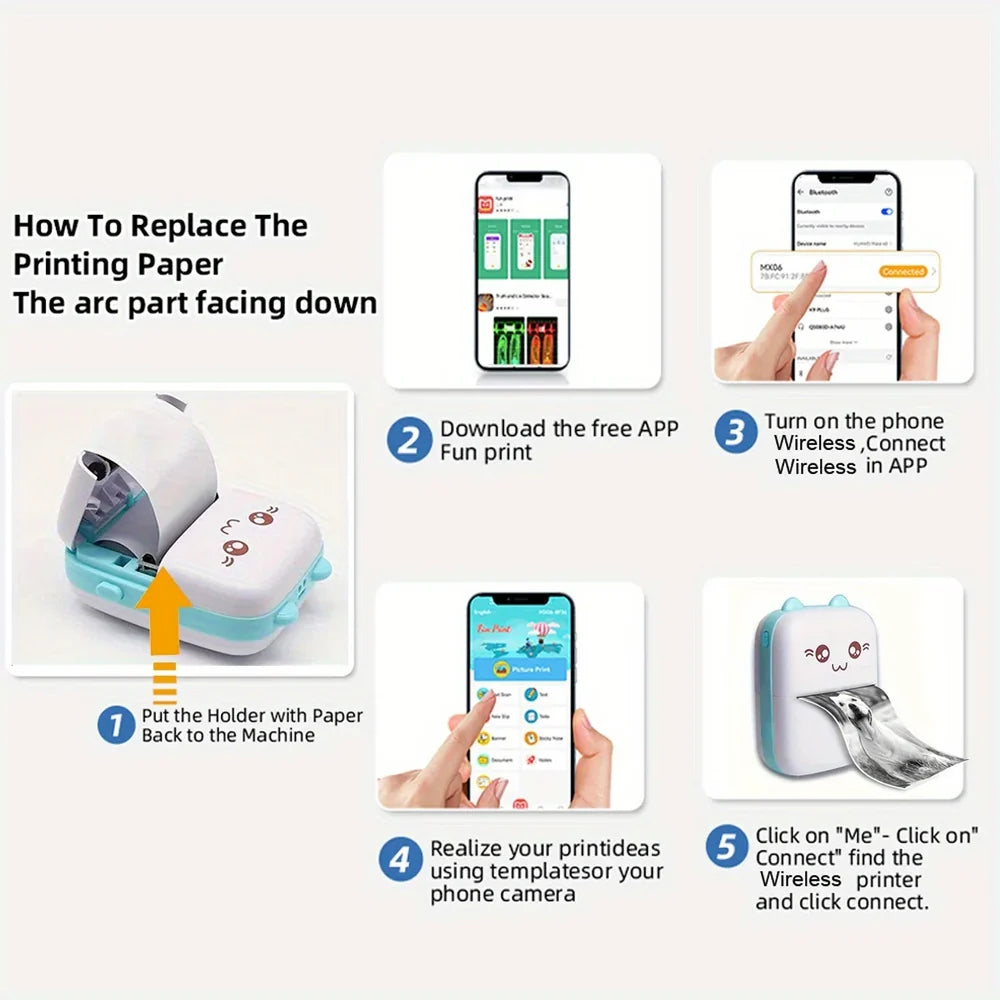 Pocket Mini Sticker Printer | Inkless Bluetooth Thermal Printer